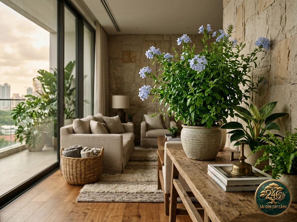 Cape leadwort (Plumbago auriculata): interior living-space styling