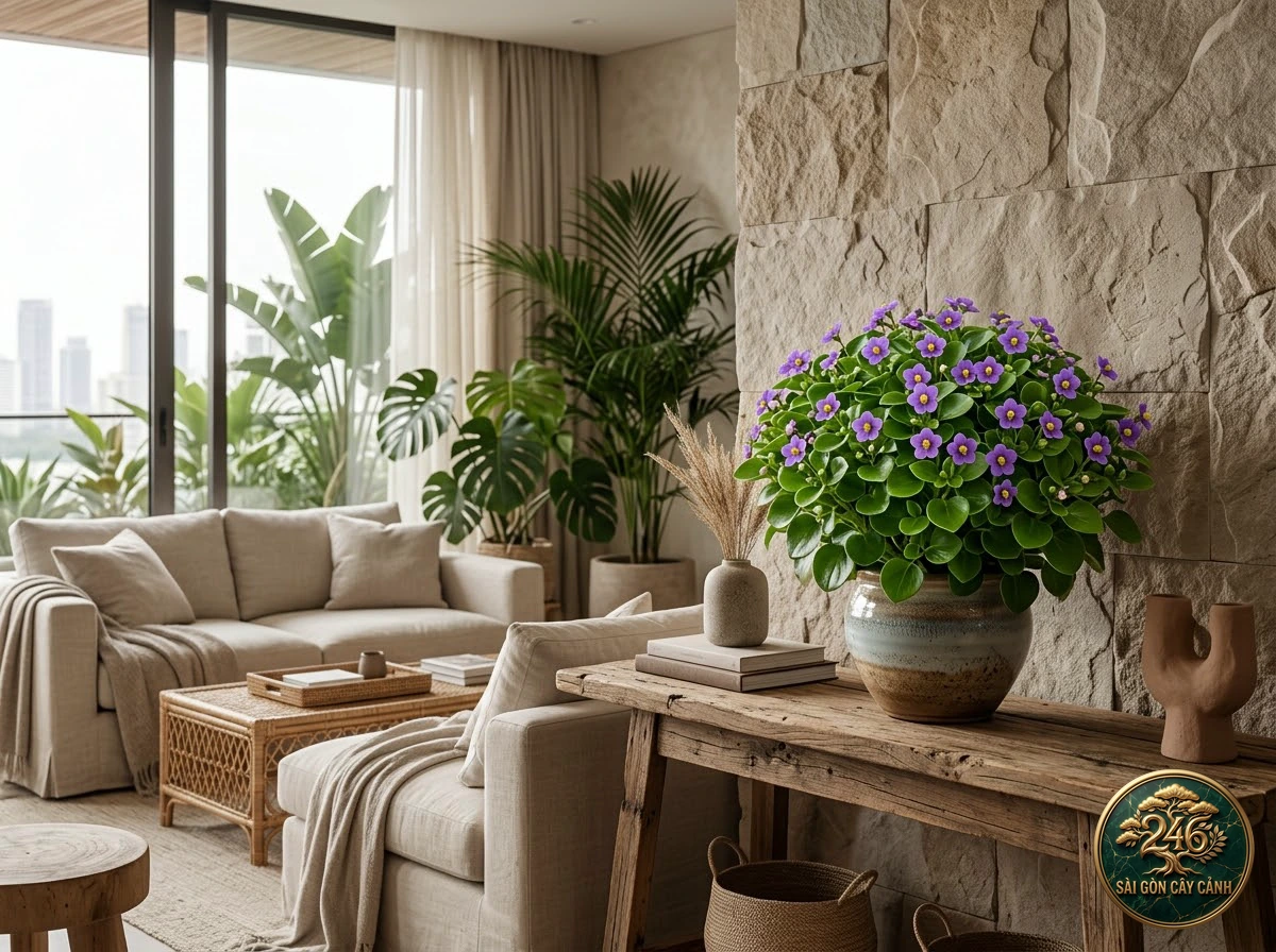 Persian violet (Exacum affine): interior living-space styling