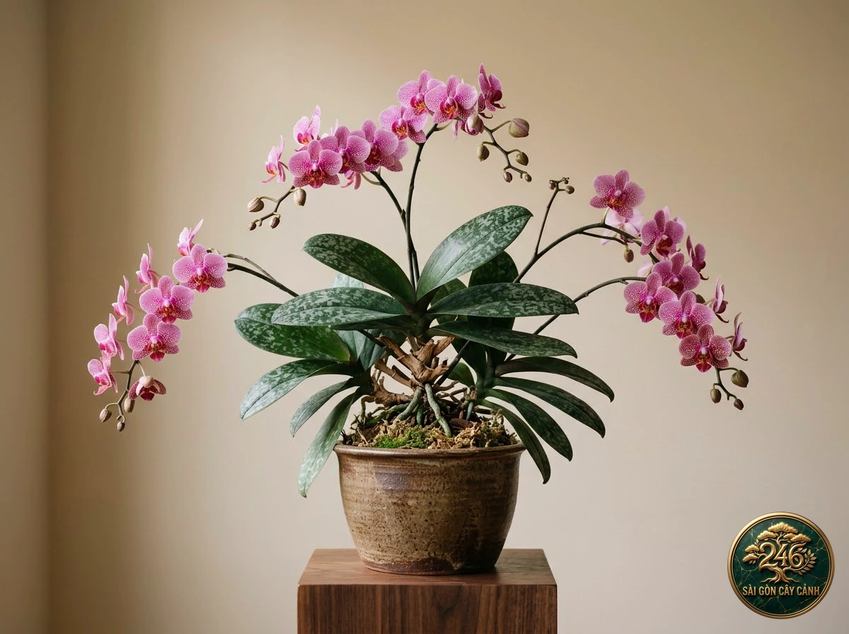 Lan hồ điệp lá gấm hoa hồng (Phalaenopsis schilleriana): hình ảnh hồ sơ