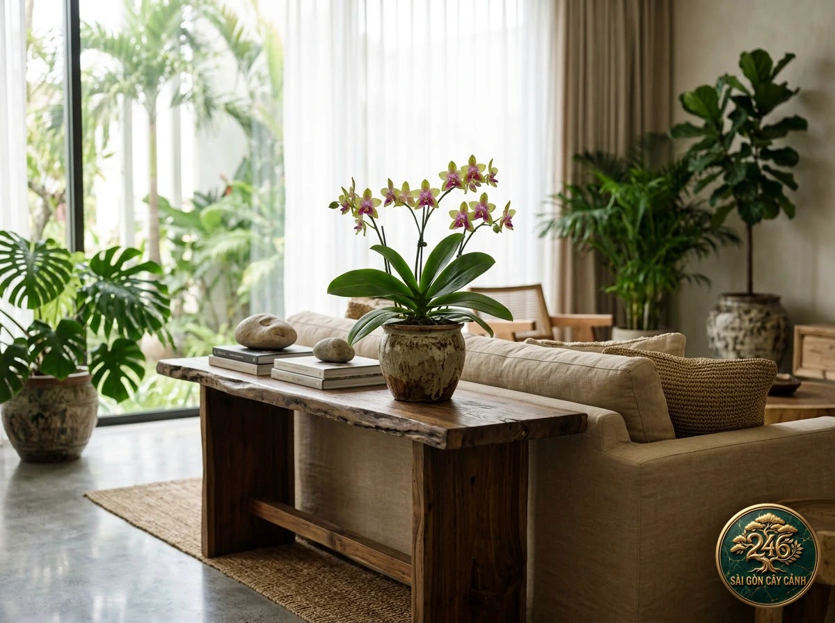 Bellina moth orchid (Phalaenopsis bellina): interior living-space styling