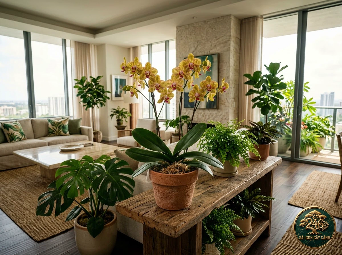 Lan hồ điệp sọc vằn vàng (Phalaenopsis fasciata): bố trí trong không gian sống