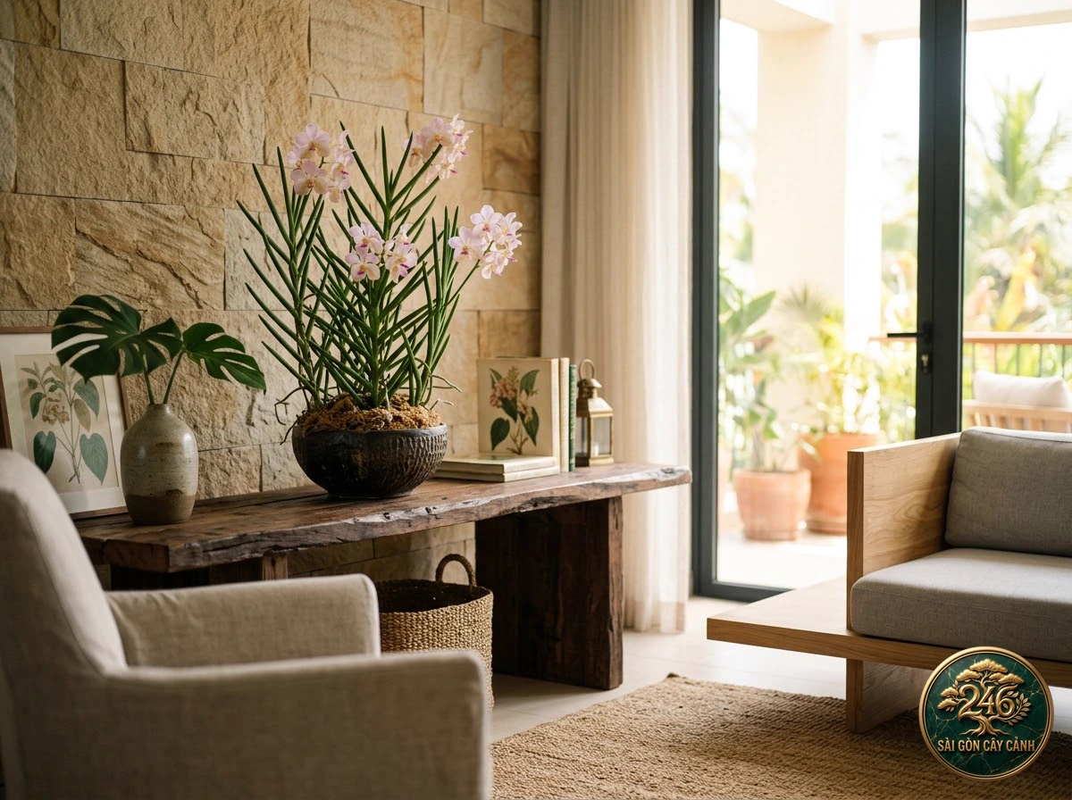 Lan vanda lá kim cành tròn (Papilionanthe teres) - Ứng dụng không gian chuẩn Sài Gòn Cây Cảnh