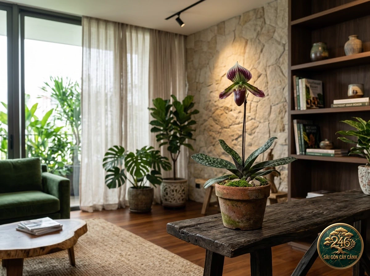 Callous paphiopedilum (Paphiopedilum callosum) - Interior styling Saigon Cay Canh standard