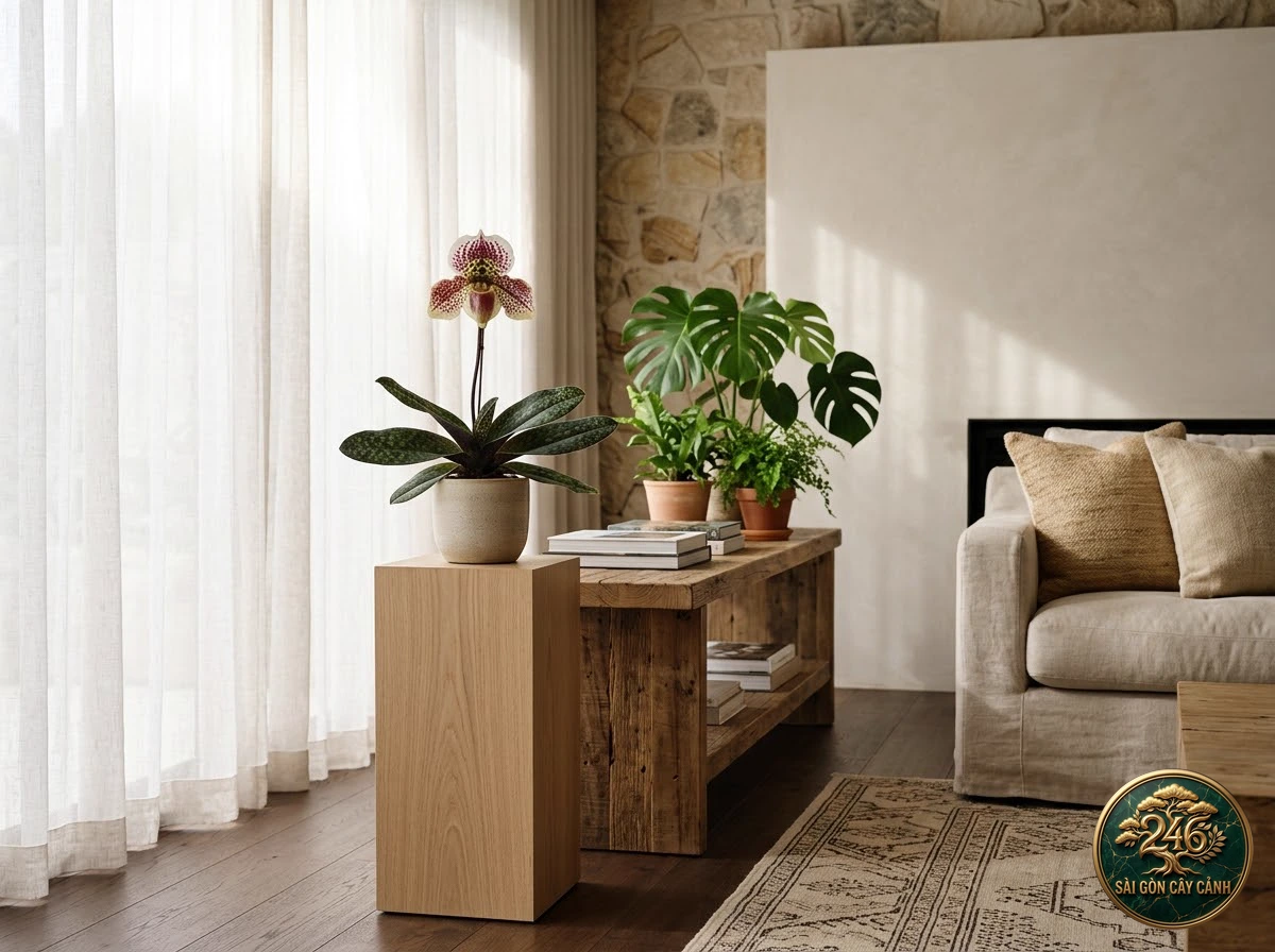 Godefroy's paphiopedilum (Paphiopedilum godefroyae) - Interior styling Saigon Cay Canh standard