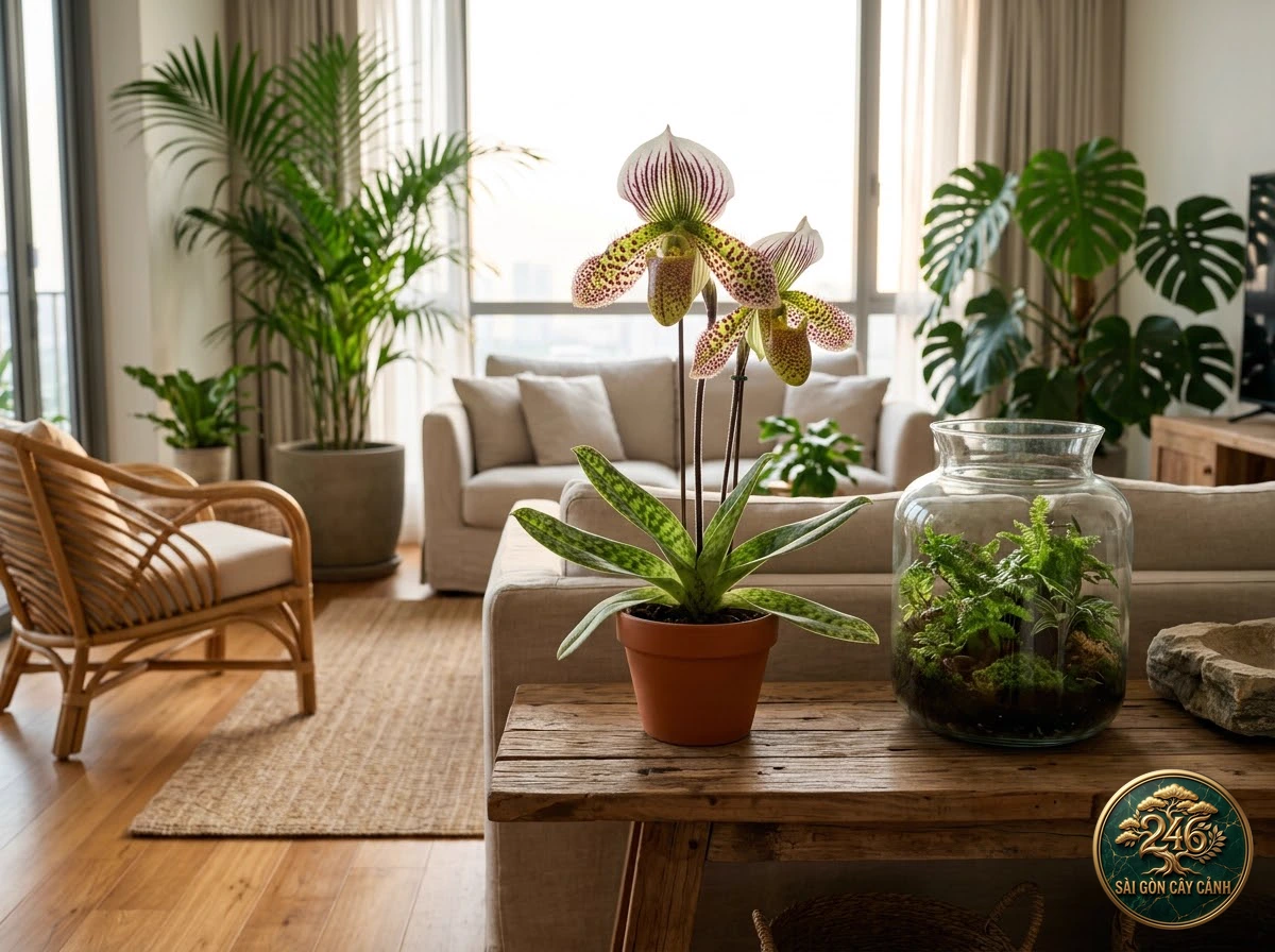 Sukhakul's paphiopedilum (Paphiopedilum sukhakulii) - Interior styling Saigon Cay Canh standard