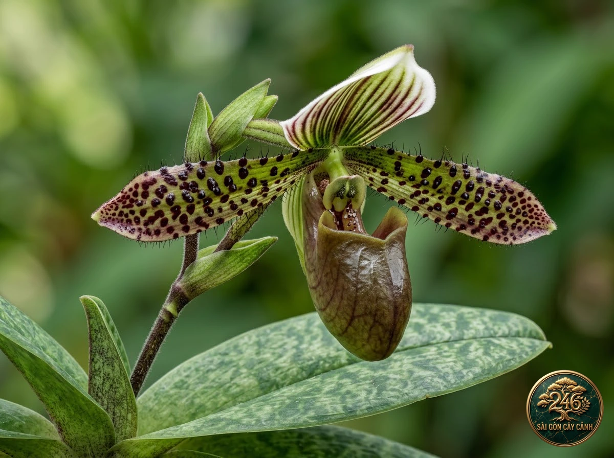 Sukhakul's paphiopedilum (Paphiopedilum sukhakulii) - Identification close-up Saigon Cay Canh standard