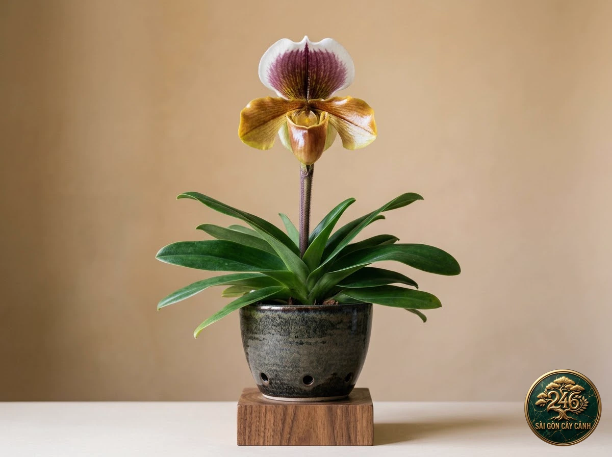 Lan hài lông vàng bóng (Paphiopedilum villosum) - Chân dung hình thái chuẩn Sài Gòn Cây Cảnh