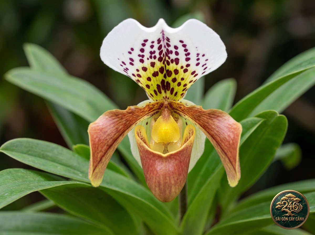 Lan hài hoa nâu đỏ gratrix (Paphiopedilum gratrixianum) - Đặc điểm nhận diện chuẩn Sài Gòn Cây Cảnh