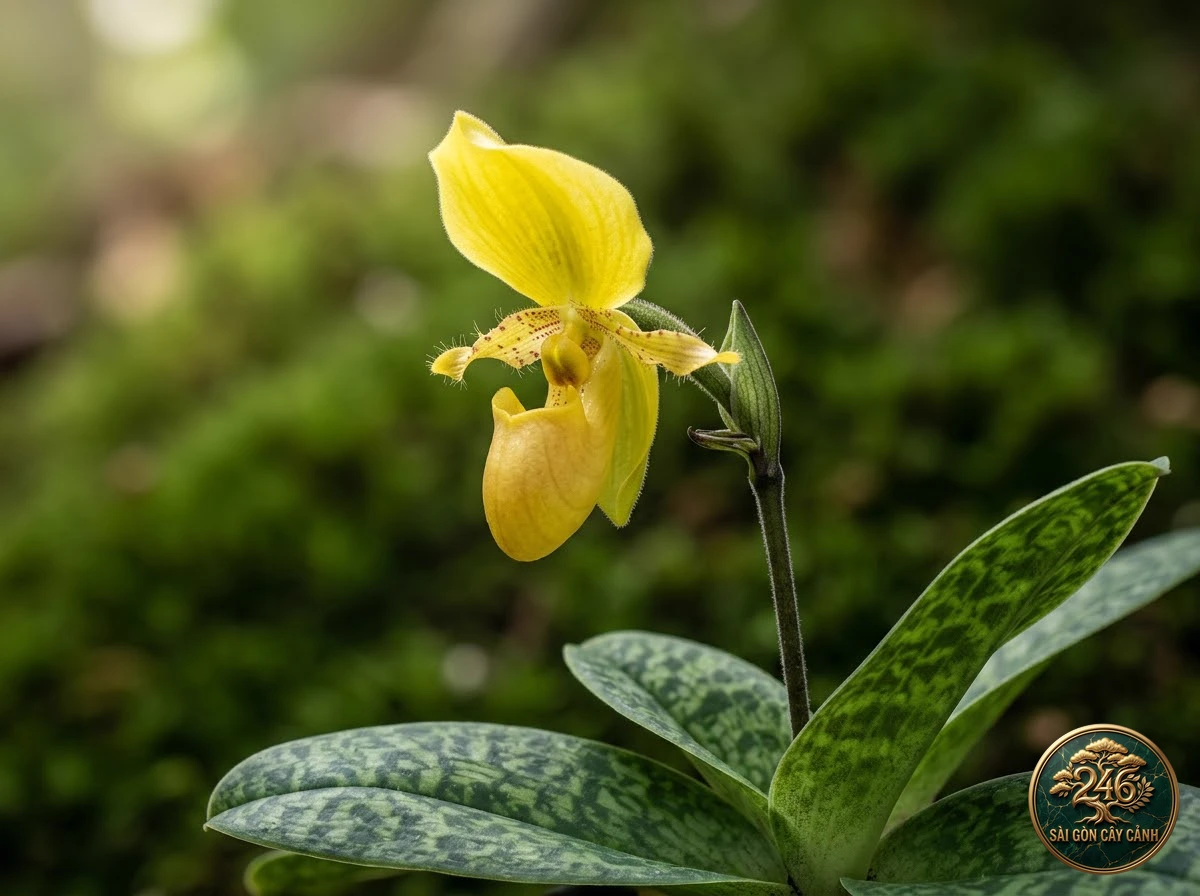 Helen's dwarf paphiopedilum (Paphiopedilum helenae) - Identification close-up Saigon Cay Canh standard