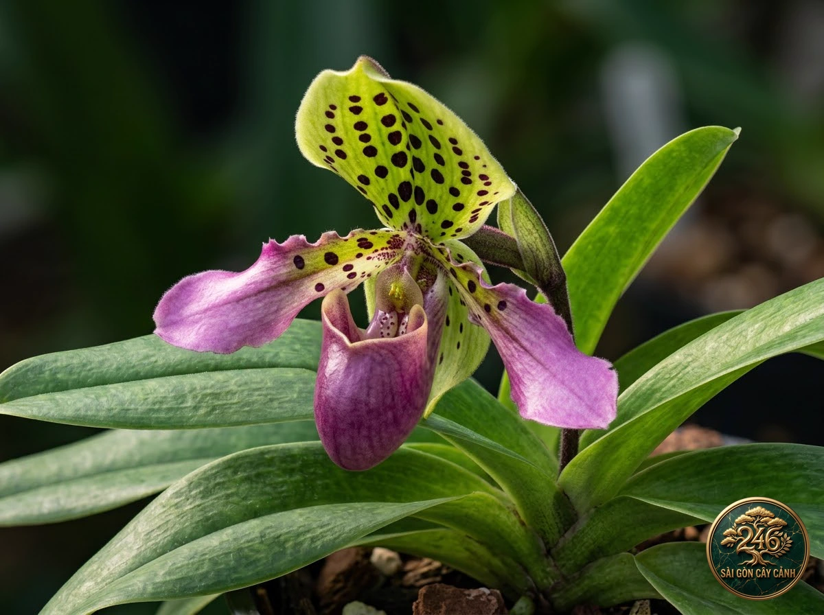 Lan hài đốm hồng tím henry (Paphiopedilum henryanum) - Đặc điểm nhận diện chuẩn Sài Gòn Cây Cảnh