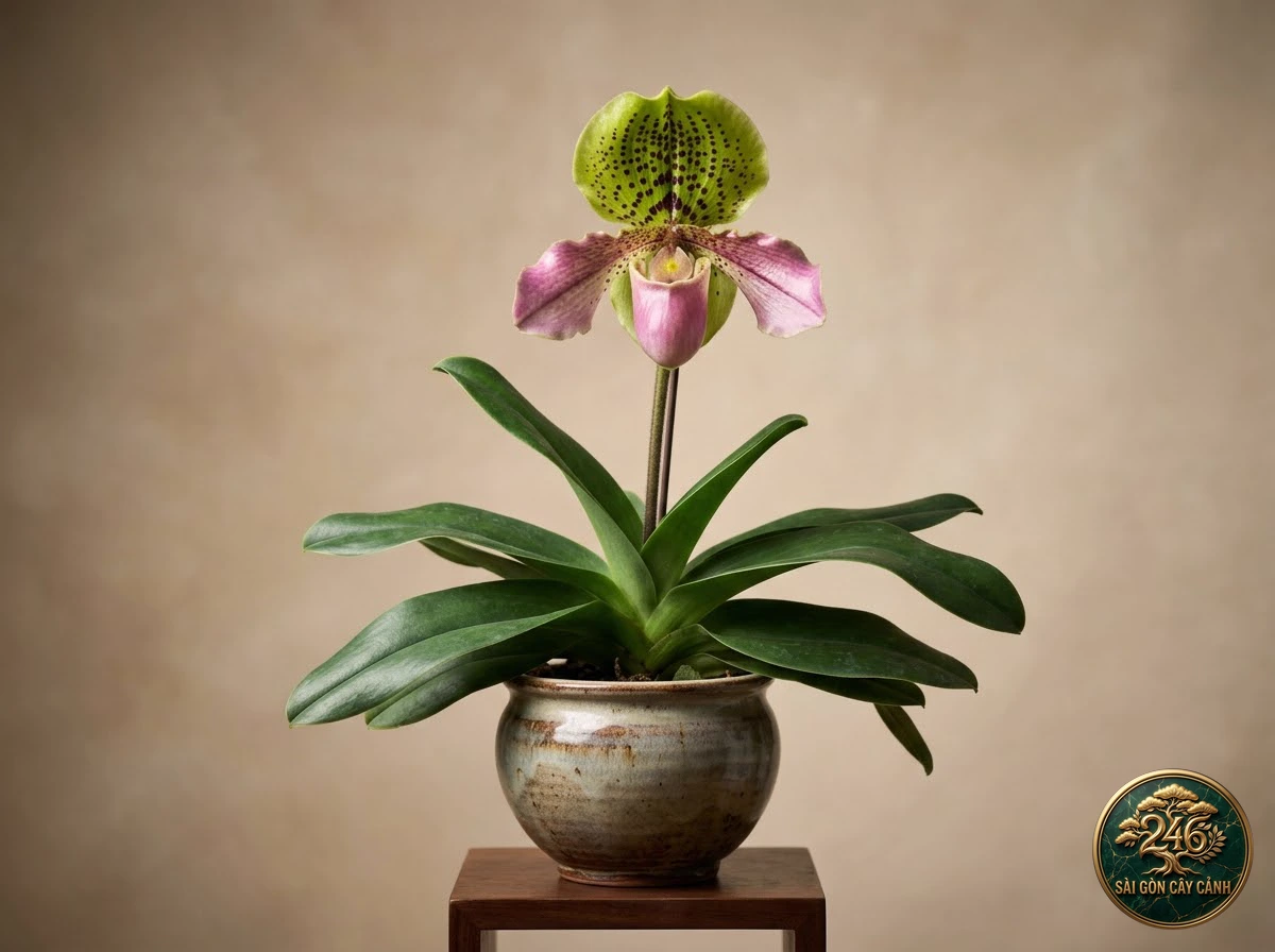 Lan hài đốm hồng tím henry (Paphiopedilum henryanum) - Chân dung hình thái chuẩn Sài Gòn Cây Cảnh