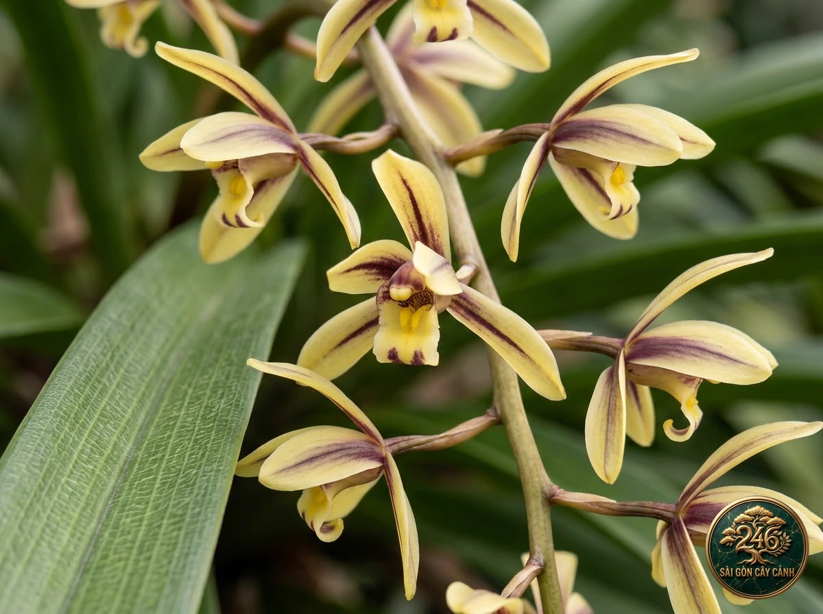 Aloe-leaf cymbidium (Cymbidium aloifolium) - Identification close-up Saigon Cay Canh standard