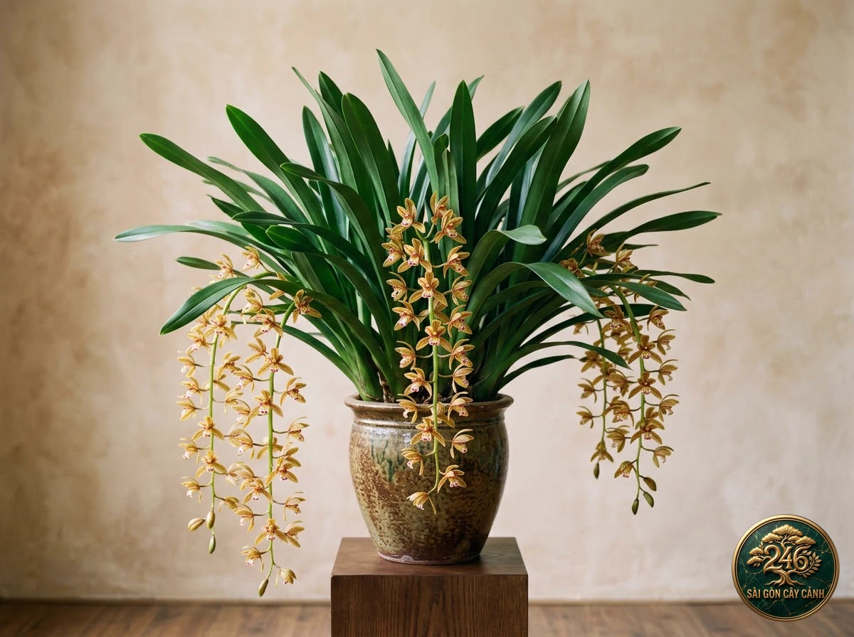 Lan kiếm lá lô hội chùm rủ (Cymbidium aloifolium) - Chân dung hình thái chuẩn Sài Gòn Cây Cảnh