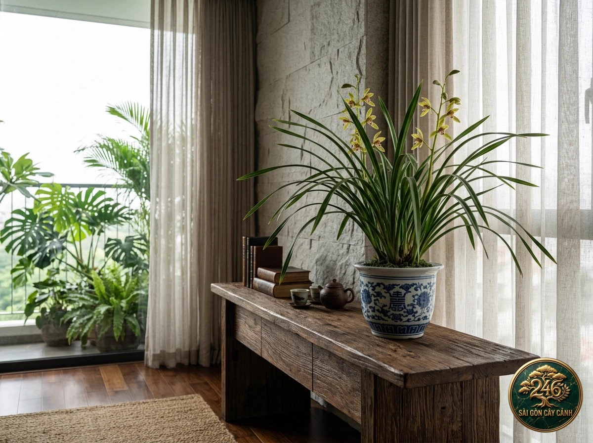 Sword-leaf cymbidium (Cymbidium ensifolium) - Interior styling Saigon Cay Canh standard