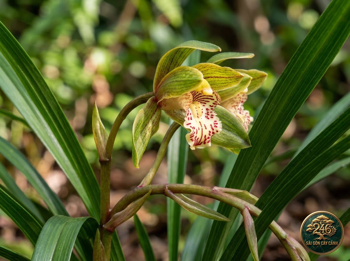 Sword-leaf cymbidium (Cymbidium ensifolium) - Identification close-up Saigon Cay Canh standard