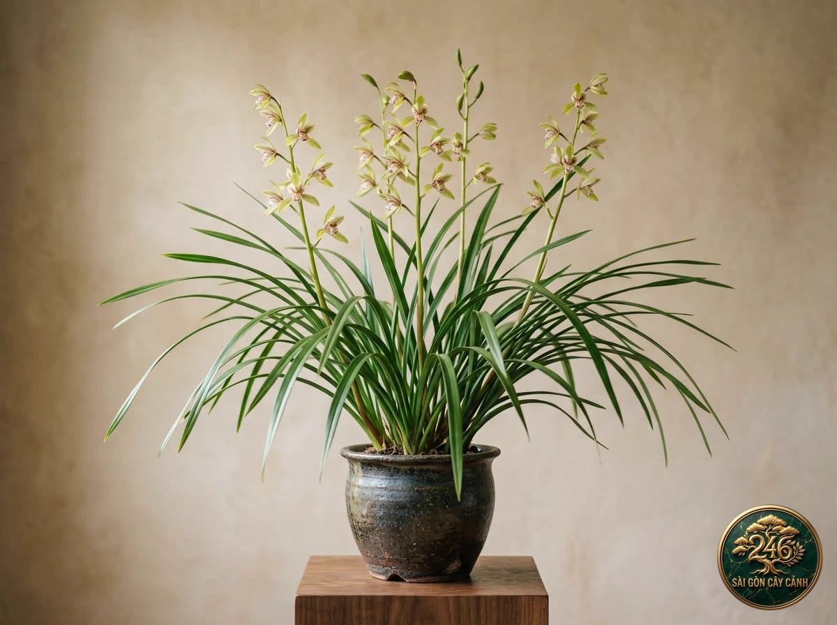 Lan kiếm thanh ngọc tứ thời (Cymbidium ensifolium) - Chân dung hình thái chuẩn Sài Gòn Cây Cảnh