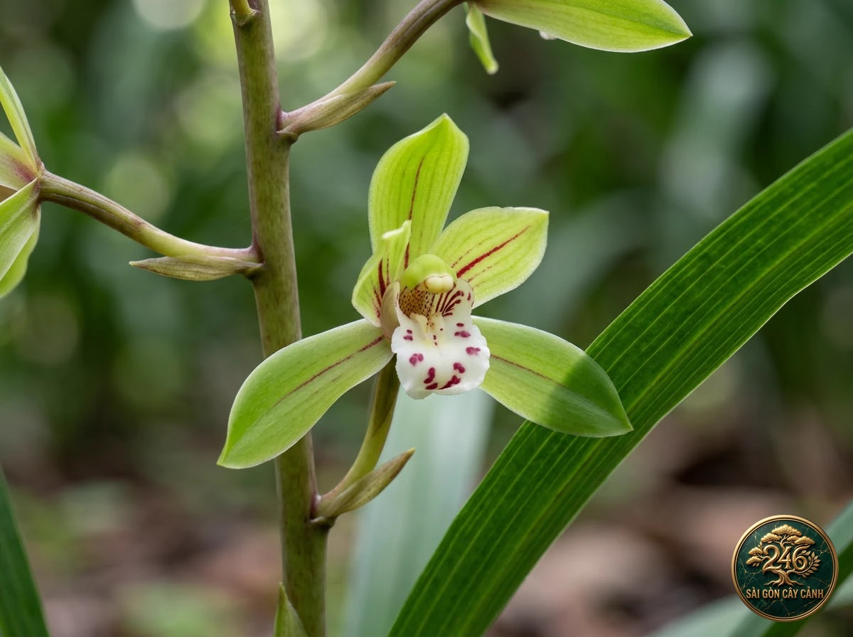 Lance-leaf cymbidium (Cymbidium lancifolium) - Identification close-up Saigon Cay Canh standard
