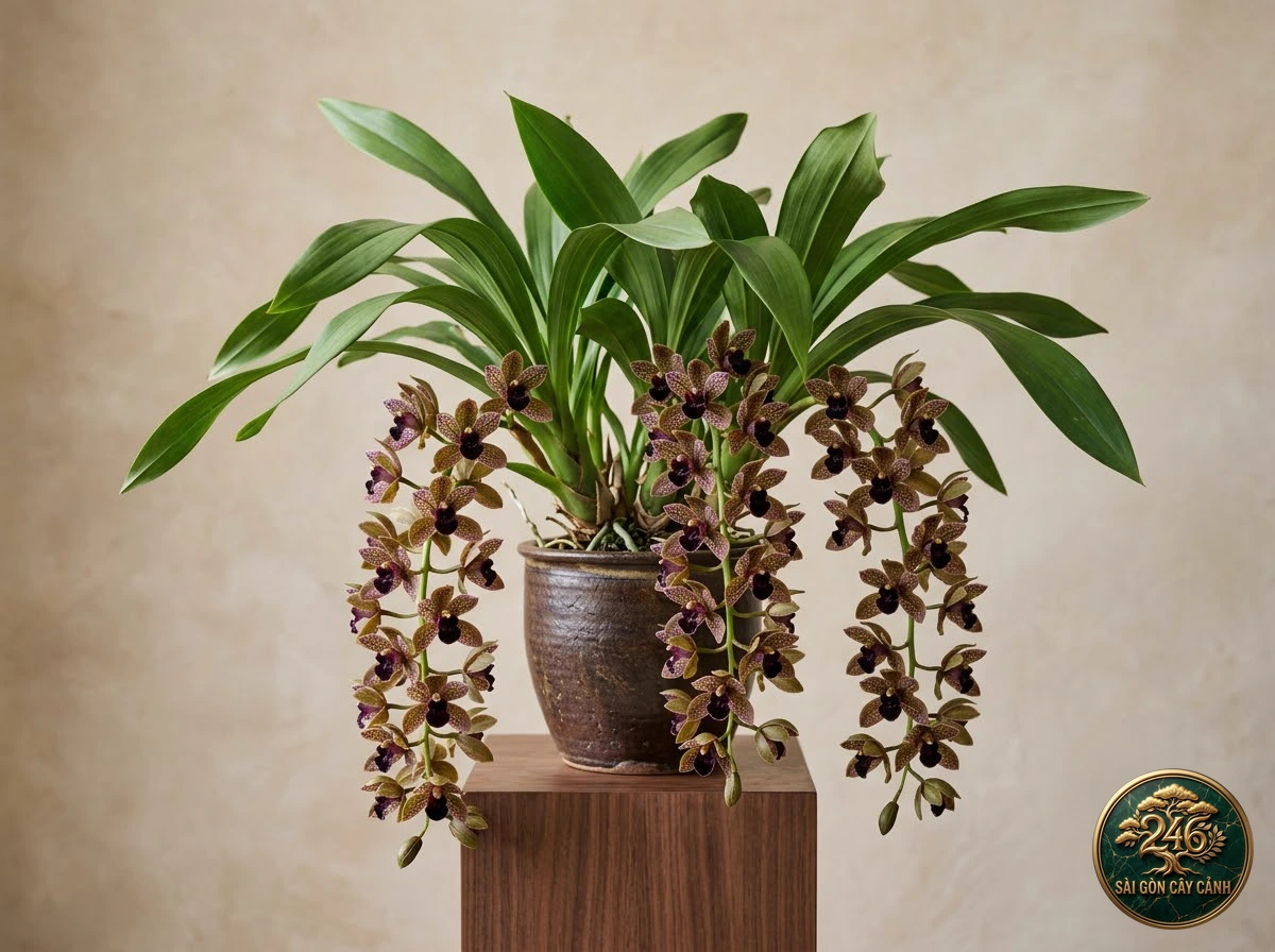 Lan địa lan chùm rủ devon (Cymbidium devonianum) - Đặc điểm nhận diện chuẩn Sài Gòn Cây Cảnh