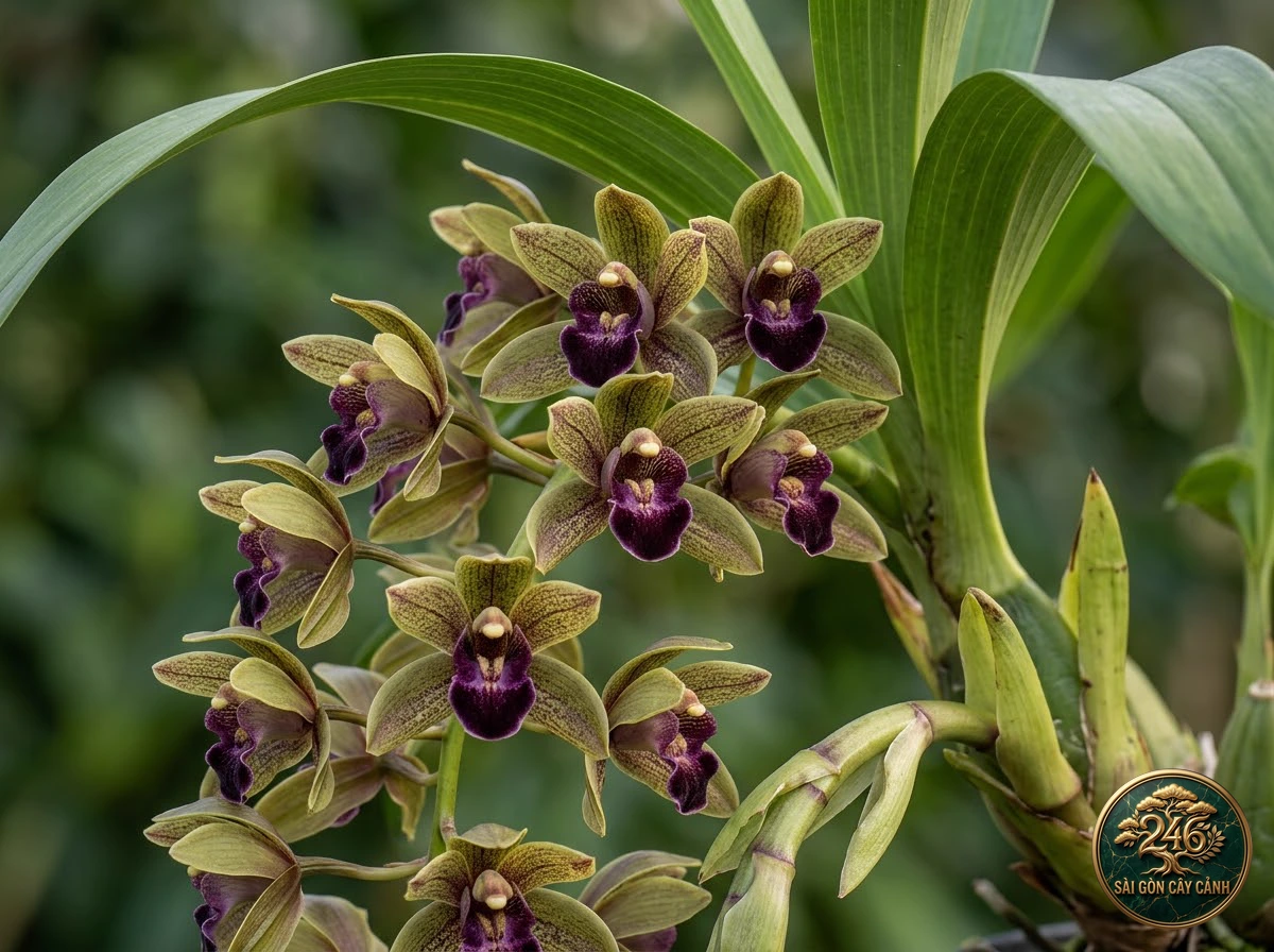 Lan địa lan hoa xanh ngọc hooker (Cymbidium hookerianum) - Đặc điểm nhận diện chuẩn Sài Gòn Cây Cảnh