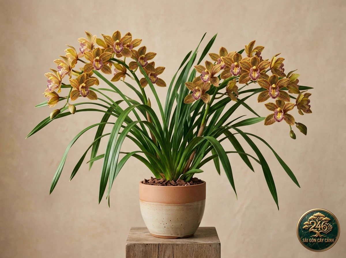 Iris-like cymbidium (Cymbidium iridioides) - Identification close-up Saigon Cay Canh standard