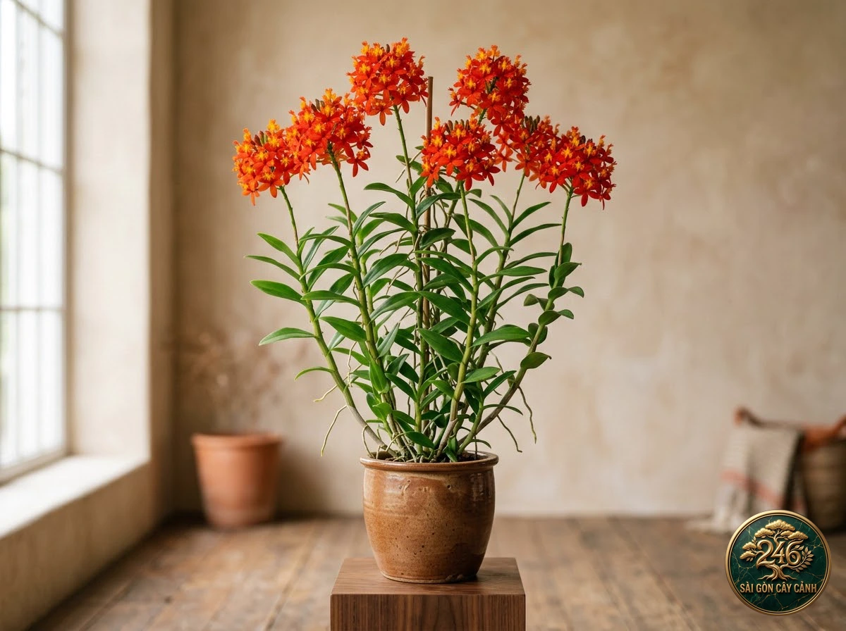 Lan thạch hộc lửa leo (Epidendrum radicans) - Đặc điểm nhận diện chuẩn Sài Gòn Cây Cảnh