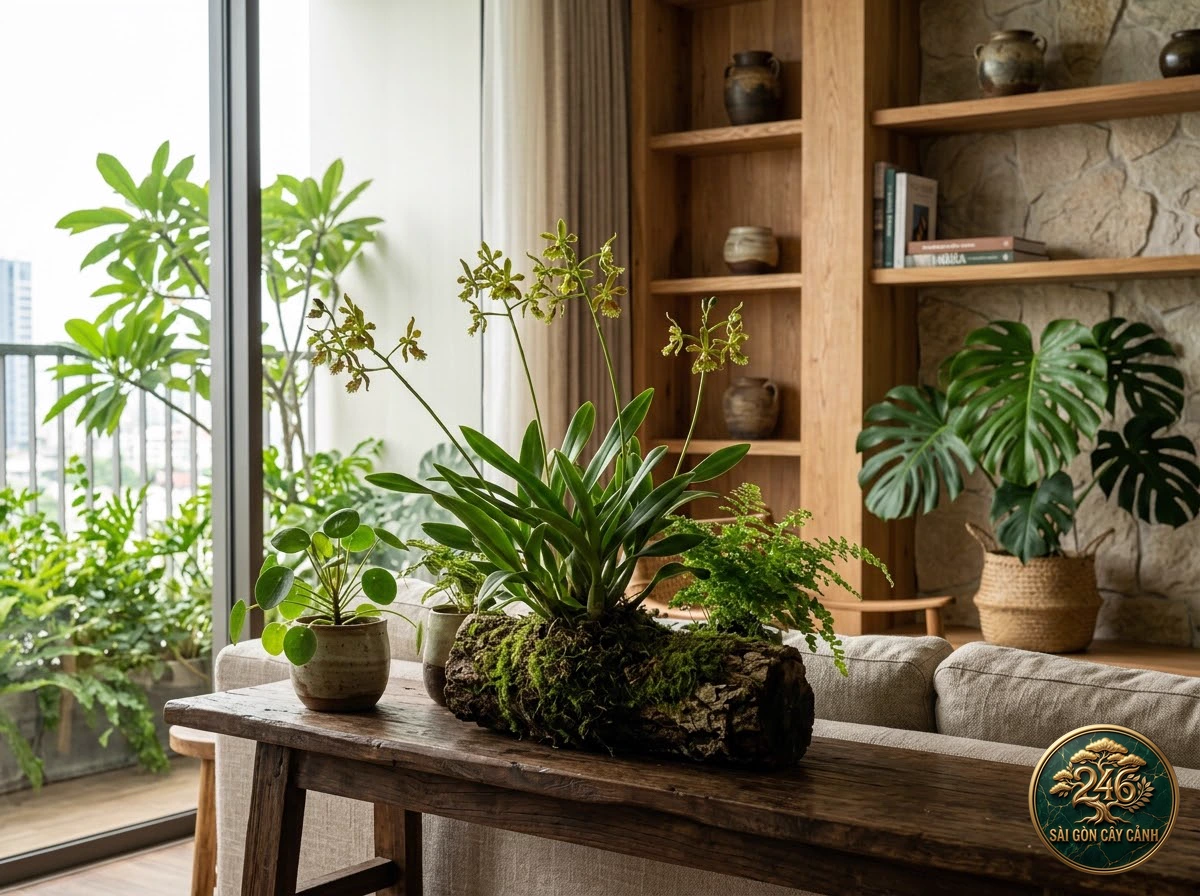 Green fly orchid (Epidendrum magnoliae) - Interior styling Saigon Cay Canh standard