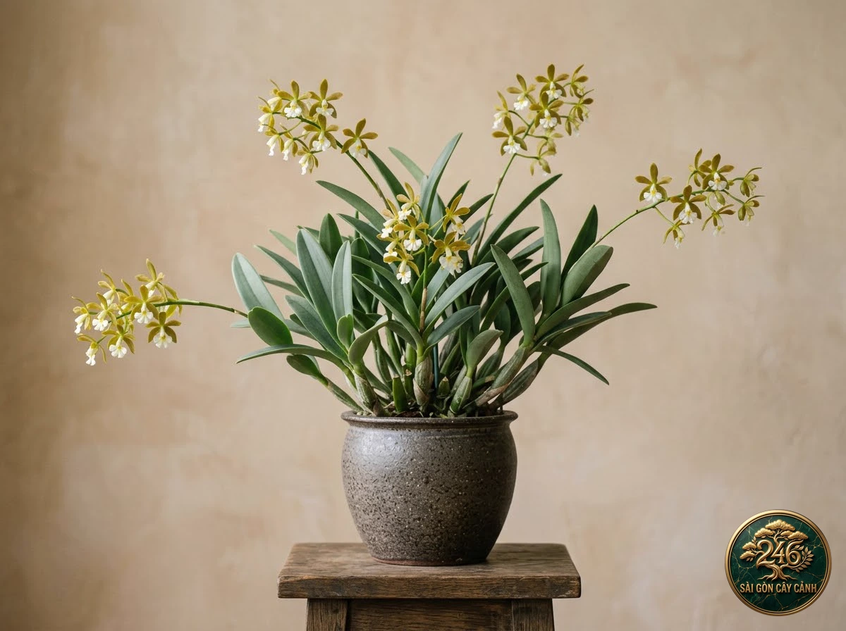Lan thạch hộc mộc lan xanh (Epidendrum magnoliae) - Chân dung hình thái chuẩn Sài Gòn Cây Cảnh