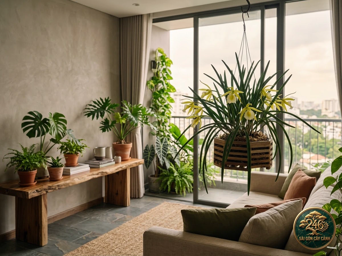 Whip-leaf brassavola (Brassavola flagellaris) - Interior styling Saigon Cay Canh standard