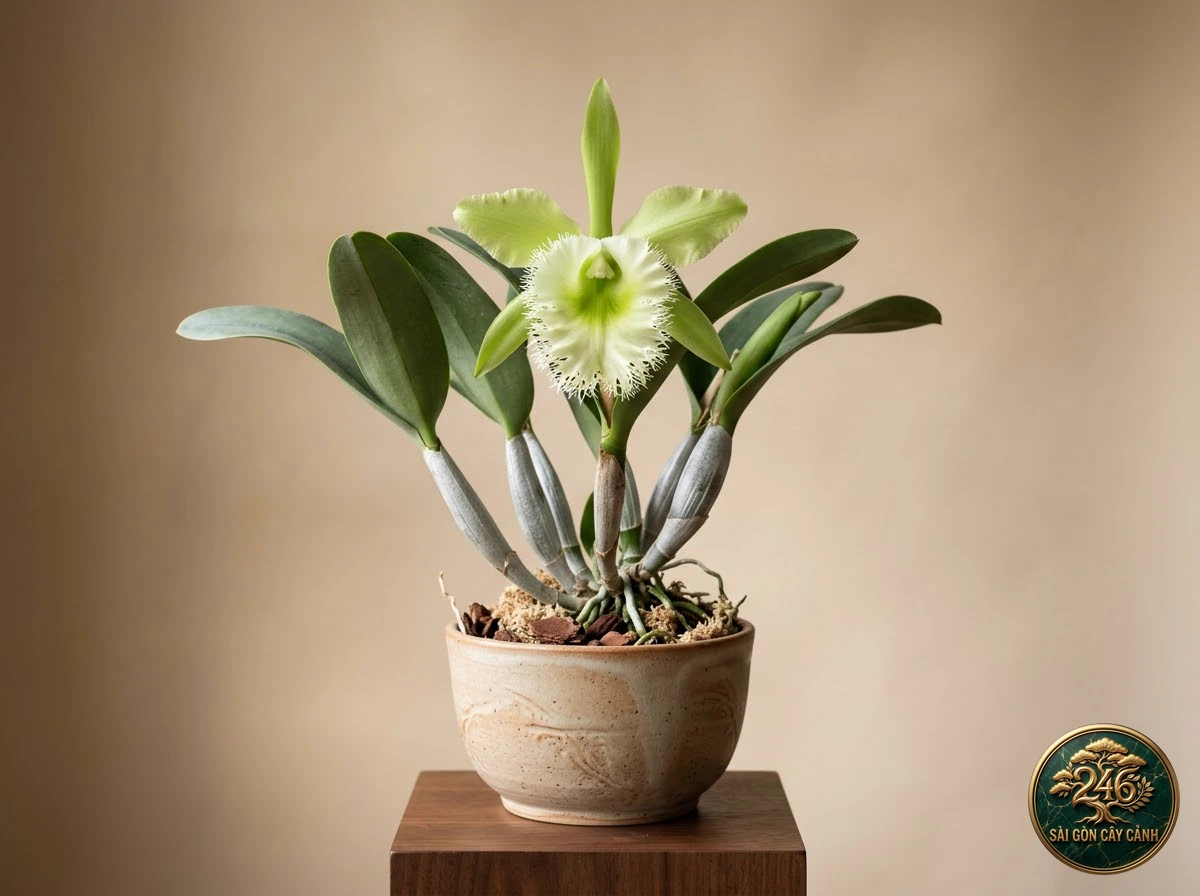 Lan môi tua viền xù xanh ngọc (Rhyncholaelia digbyana) - Chân dung hình thái chuẩn Sài Gòn Cây Cảnh