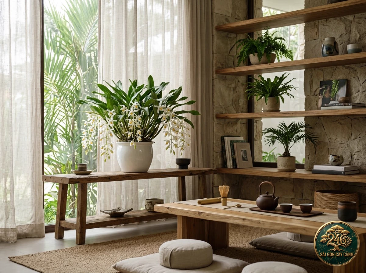 Crested coelogyne (Coelogyne cristata) - Interior styling Saigon Cay Canh standard