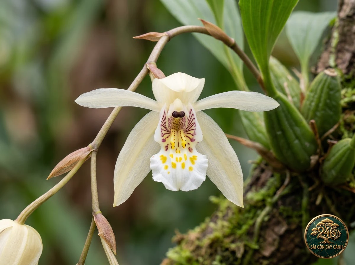 Flaccid coelogyne (Coelogyne flaccida) - Identification close-up Saigon Cay Canh standard