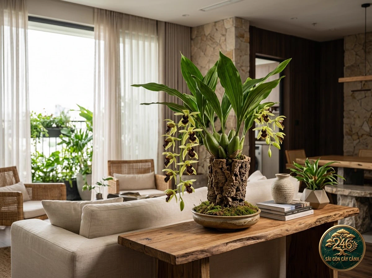 Lan thanh đạm môi đen ngọc bích (Coelogyne pandurata) - Ứng dụng không gian chuẩn Sài Gòn Cây Cảnh