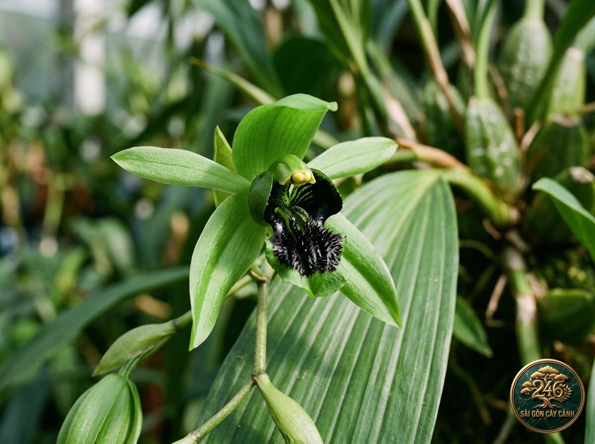 Lan thanh đạm môi đen ngọc bích (Coelogyne pandurata) - Đặc điểm nhận diện chuẩn Sài Gòn Cây Cảnh