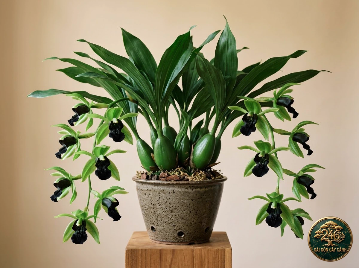 Lan thanh đạm môi đen ngọc bích (Coelogyne pandurata) - Chân dung hình thái chuẩn Sài Gòn Cây Cảnh