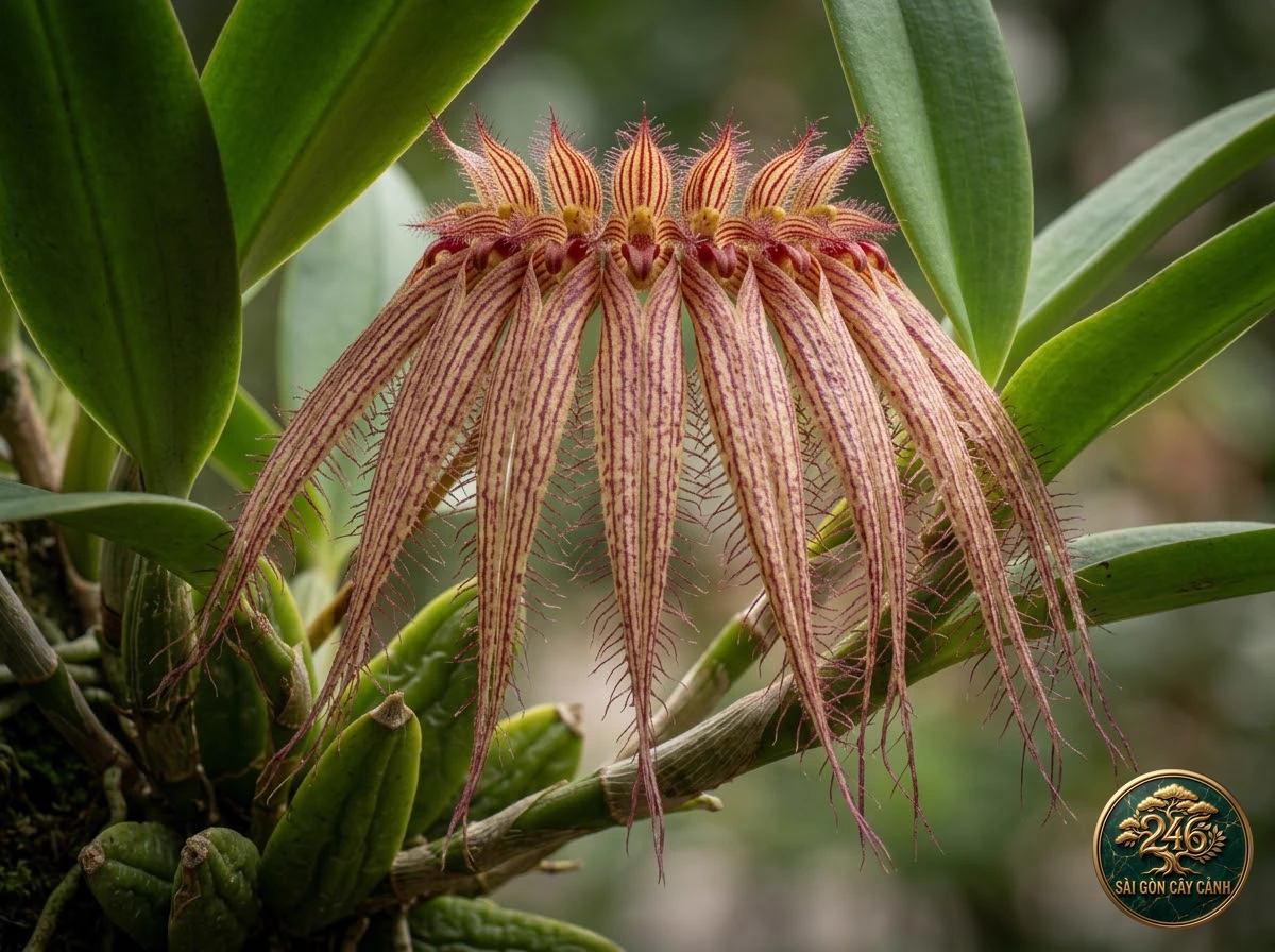 Rothschild's bulbophyllum (Bulbophyllum rothschildianum) - Identification close-up Saigon Cay Canh standard