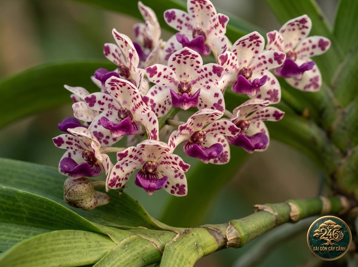 Giant rhynchostylis (Rhynchostylis gigantea) - Identification close-up Saigon Cay Canh standard