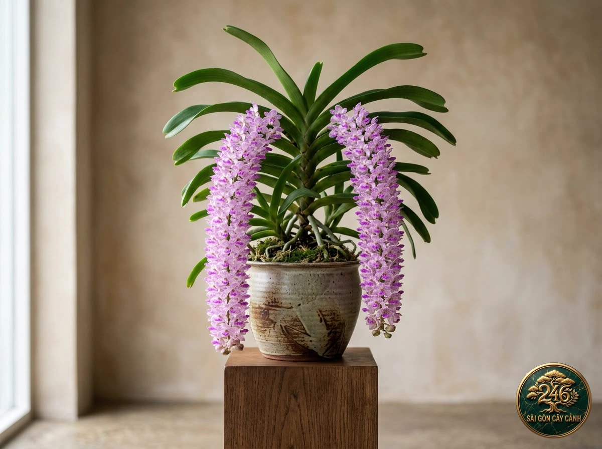 Lan đuôi chồn chùm rủ hồng tím (Rhynchostylis retusa) - Chân dung hình thái chuẩn Sài Gòn Cây Cảnh