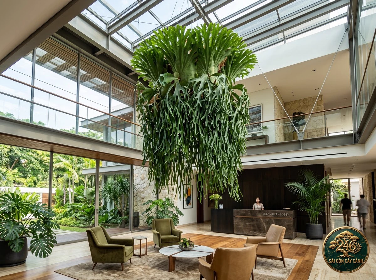 Crown staghorn fern (Platycerium coronarium) - Interior styling Saigon Cay Canh standard