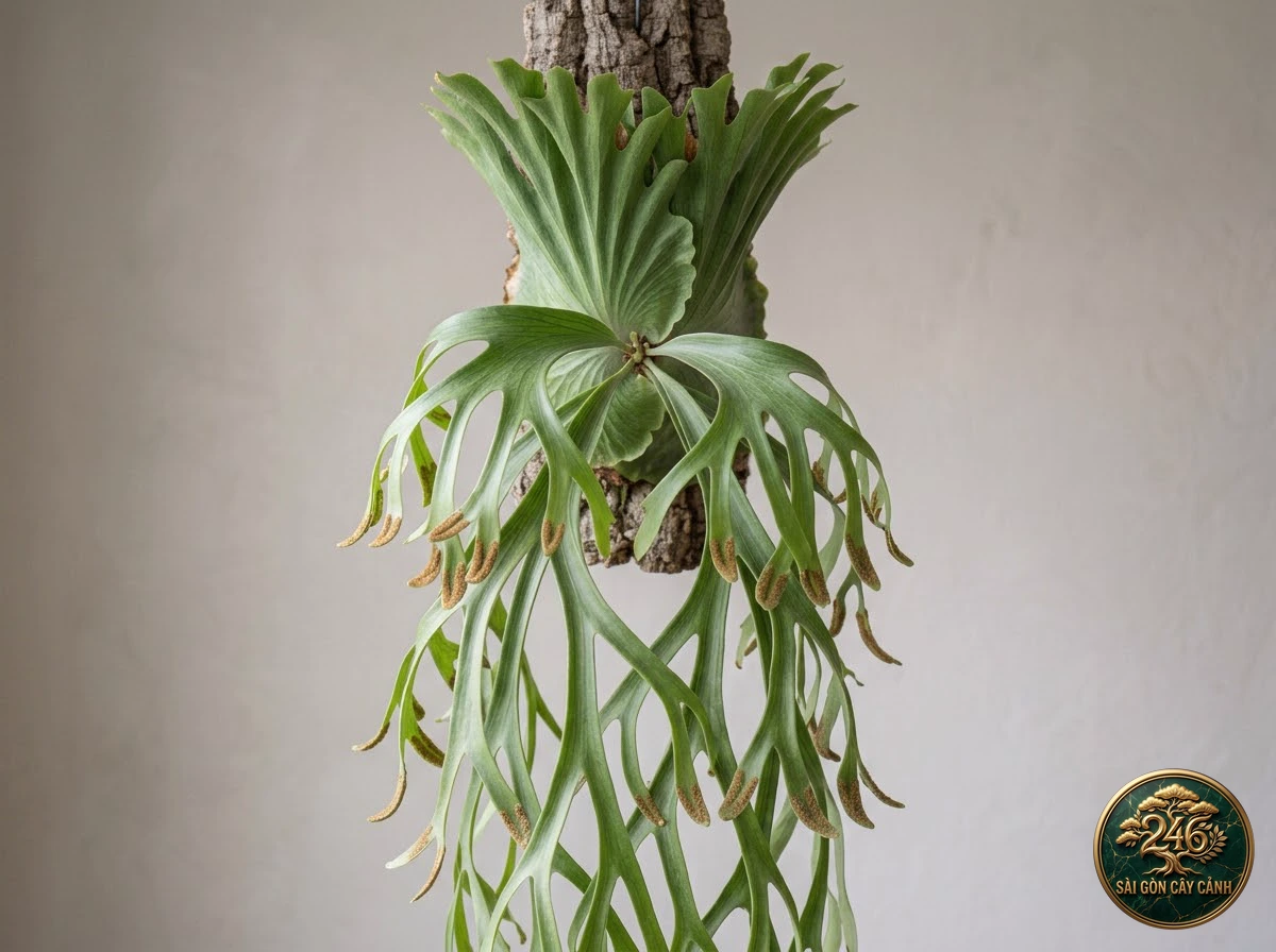 Cây ổ rồng vương miện rủ dài (Platycerium coronarium) - Chân dung hình thái chuẩn Sài Gòn Cây Cảnh