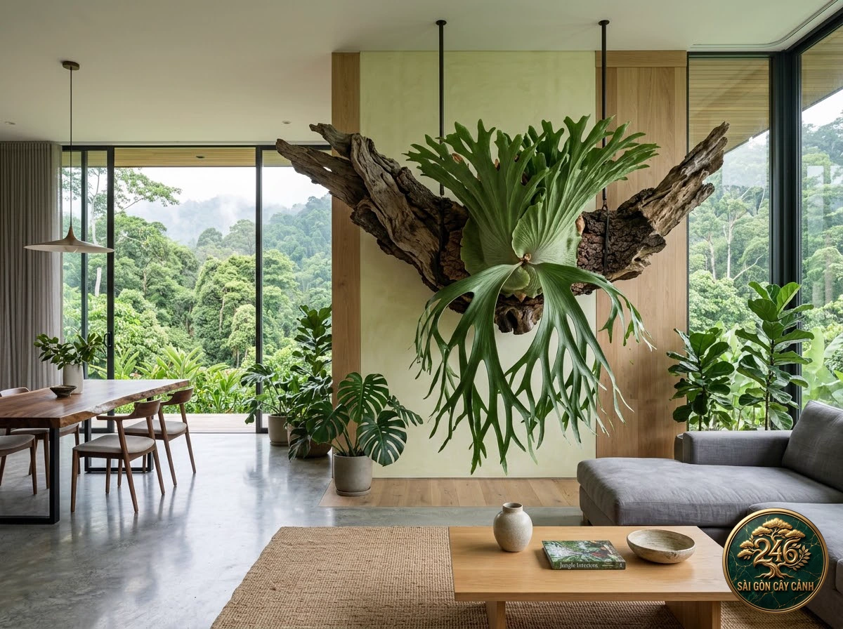 Holttum's staghorn fern (Platycerium holttumii) - Interior styling Saigon Cay Canh standard