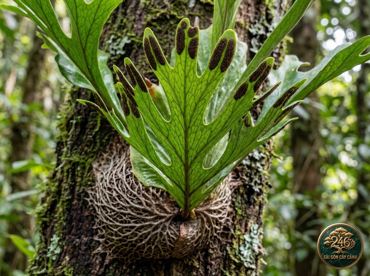 Cây ổ rồng tổ kiến dựng đứng (Platycerium ridleyi) - Đặc điểm nhận diện chuẩn Sài Gòn Cây Cảnh