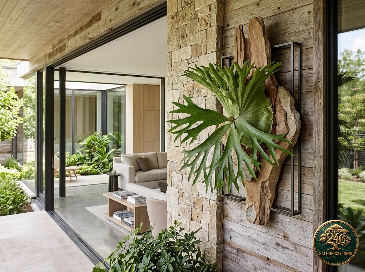 Triangle staghorn fern (Platycerium stemaria) - Interior styling Saigon Cay Canh standard