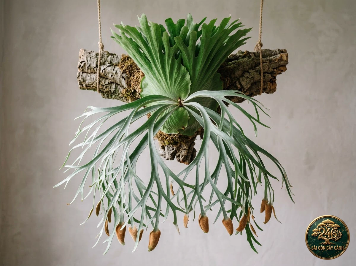 Cây ổ rồng bạc chịu hạn veitch (Platycerium veitchii) - Đặc điểm nhận diện chuẩn Sài Gòn Cây Cảnh
