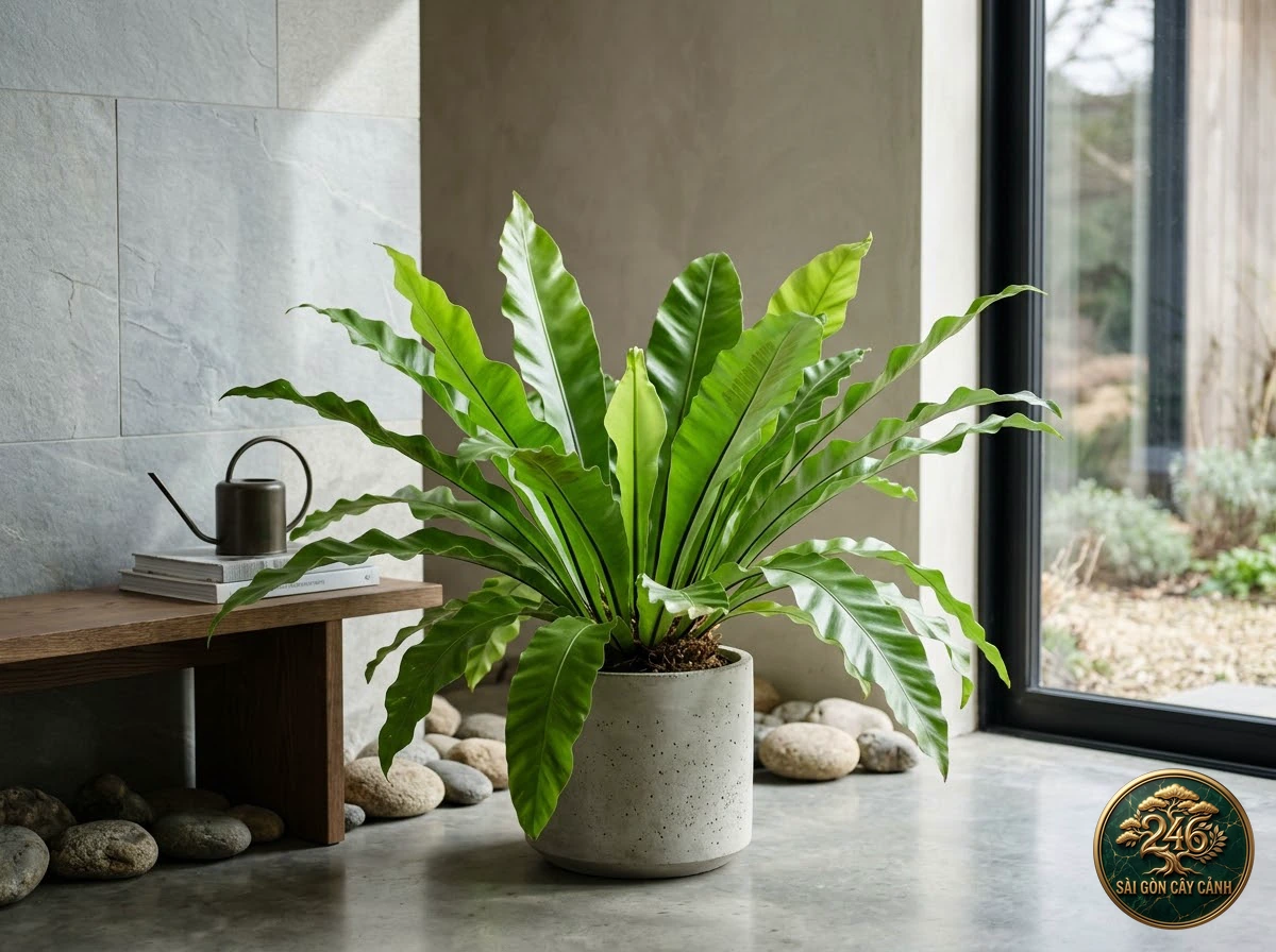 Cây dương xỉ tổ chim tổ quạ (Asplenium nidus) - Ứng dụng không gian chuẩn Sài Gòn Cây Cảnh