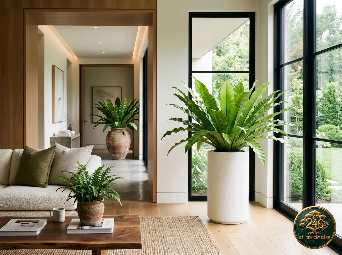 Cây dương xỉ tổ chim cổ đại (Asplenium antiquum) - Chân dung hình thái chuẩn Sài Gòn Cây Cảnh
