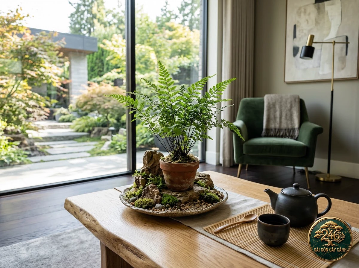 Cây dương xỉ lá rủ đuôi chồn (Asplenium flaccidum) - Chân dung hình thái chuẩn Sài Gòn Cây Cảnh