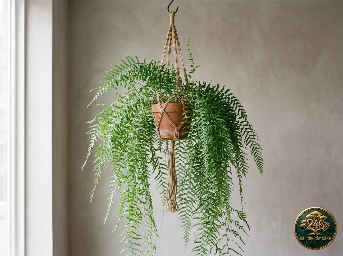 Pendent sword fern (Nephrolepis pendula) - Identification close-up Saigon Cay Canh standard