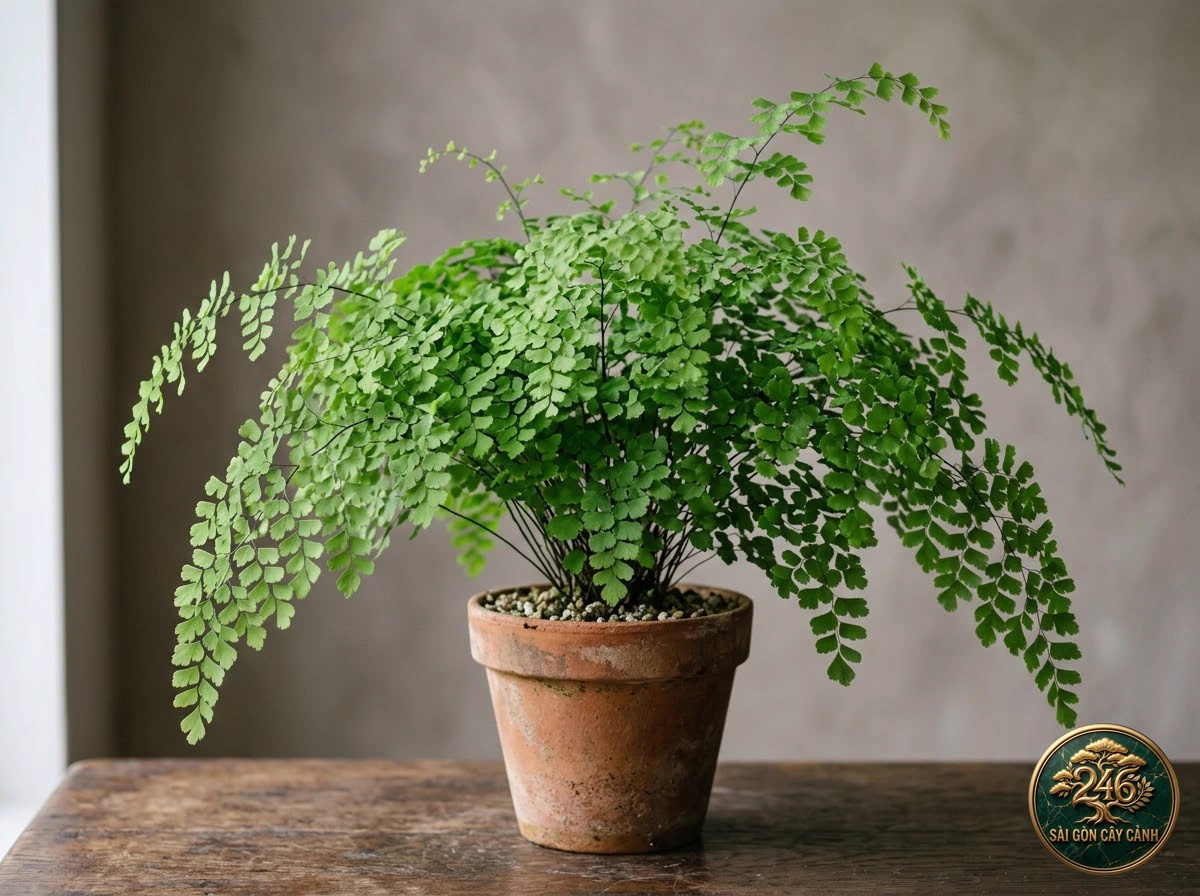 Delta maidenhair fern (Adiantum raddianum) - Identification close-up Saigon Cay Canh standard