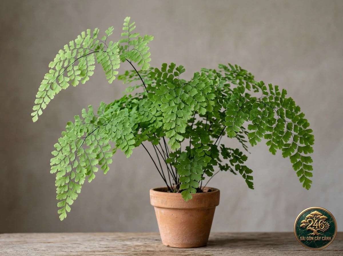 Cây dương xỉ quạt giòn mảnh mai (Adiantum tenerum) - Chân dung hình thái chuẩn Sài Gòn Cây Cảnh
