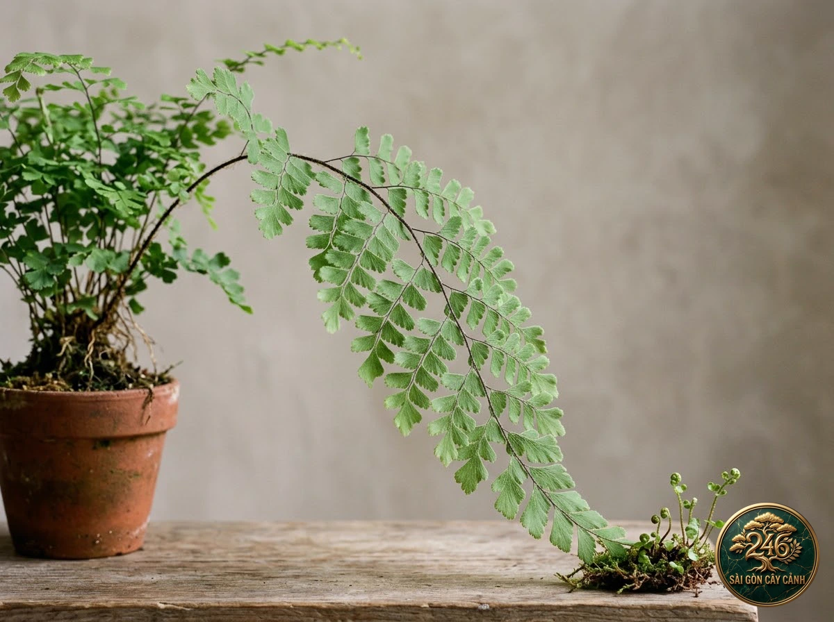 Cây dương xỉ bò đuôi nhọn (Adiantum caudatum) - Chân dung hình thái chuẩn Sài Gòn Cây Cảnh